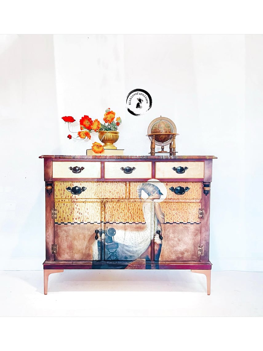 Artistic Painted Buffet Bold Eclectic Dining Room Sideboard