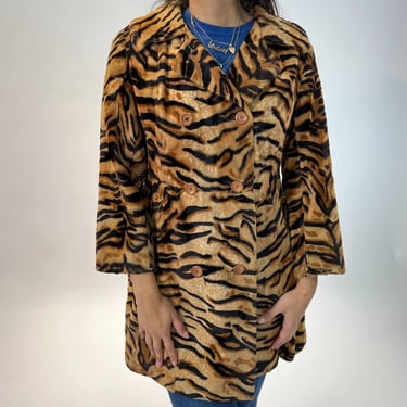 60s Tiger Faux Fur Car Coat