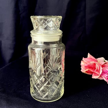 Faceted Glass Jar, Storage Organization, Mr. Peanut, Planters, Vintage Home Decor 