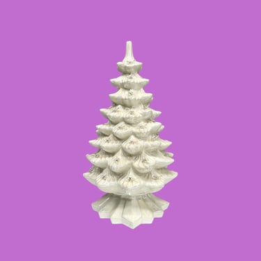 Vintage Ceramic Tree Retro 1990s Atlantic Mold + Iridescent + Ceramic + Christmas Tree Lamp + White + Lighting + Holiday Decor 