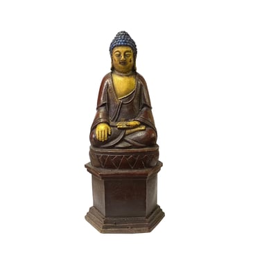 Chinese Vintage Distressed Marks Metal Sitting Meditation Buddha Statue ws2119E 