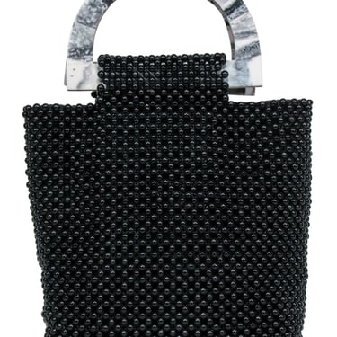 Cleobella - Black Beaded Handbag w/ Marble Handles