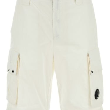 C.P. Company Man White Stretch Cotton Bermuda Shorts