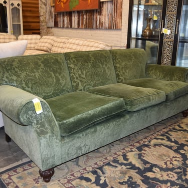 Green Velvet Damask Sofa