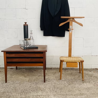 Mid Century Side Table with Striped Detail