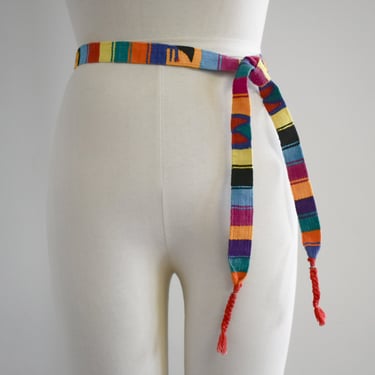 1980s/90s Guatemalan Woven Cotton Tie Belt 