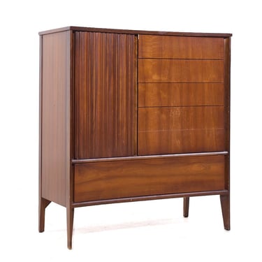 Unagusta Mid Century Walnut Curved Highboy Dresser - mcm 