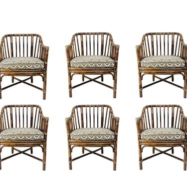 #7004 Set of 6 McGuire Rattan Chairs