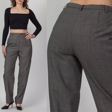 High Waisted Pants 80s 90s Vintage Heavy Gray Wool Dark Academia Pleated  Trousers 