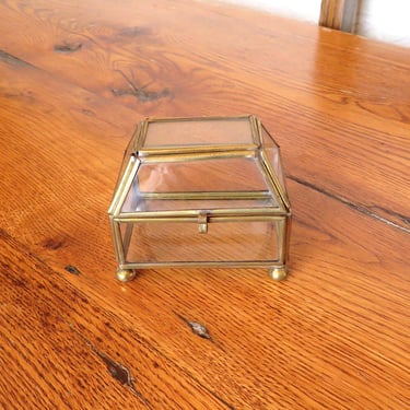 Vintage Brass and Glass Display Case Curio Box 