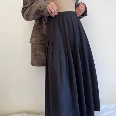 Vintage Jet Black Pleated Skirt