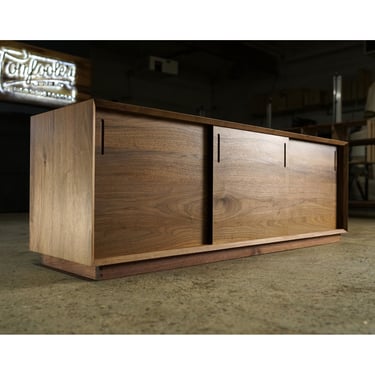 Saylor Console, 65"W, Modern Vinyl LP Storage, Record Console, Modern Solid Wood Credenza, Modern Sideboard (Shown in Walnut) 