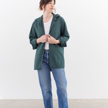 The Vintner Tunic in Teal Green | Vintage Overdye Button Up Shirt | Cotton Simple Blouse | M L | 