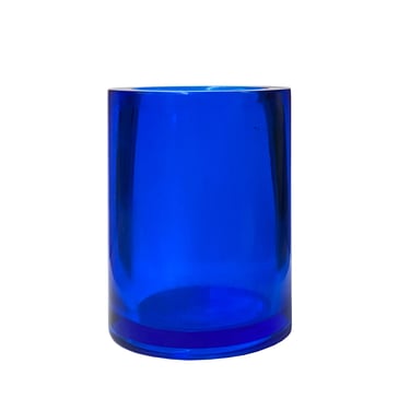 Light Navy Blue Plain Peking Glass Accent Round Column Holder Vase ws3208E 