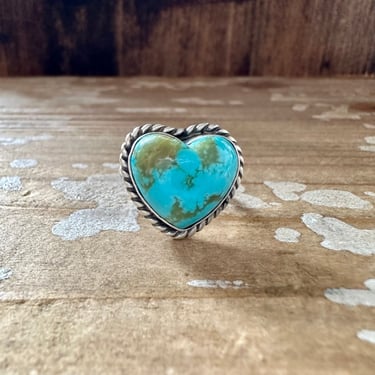 ADJUSTABLE TURQUOISE HEART Ring | Heart Shaped Silver Jewelry | Native American, Navajo, Southwestern | Adjustable Ring 