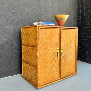 Rattan and Wood Cabinet