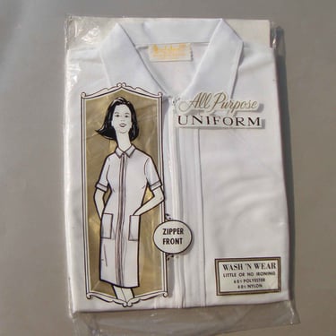 Vintage 60s White Uniform Dress by Berkshire M – Deadstock New in Package 