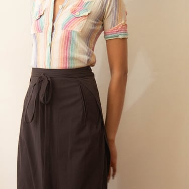 1970s India Cotton Gauze Striped Short Sleeve Button Down 