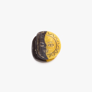 Eclipse Black Gold Sun Moon Face Acetate Hair Claw