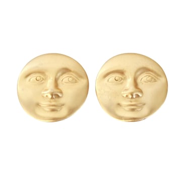 1990s Gold Surrealist Face Earrings - Vintage Surrealist Jewelry - Vintage Gold Face Earrings - Man in The Mood Earrings - Novelty Earrings 