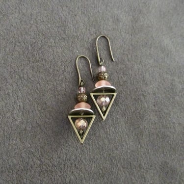 Bronze and peach triangle earrings 