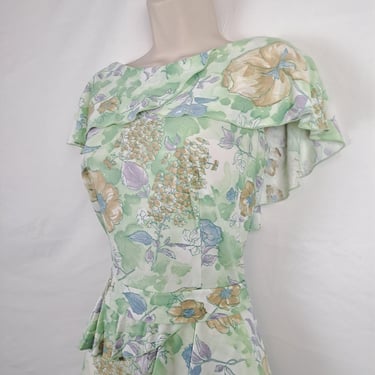 Vintage 70s Floral Watercolor Dress 