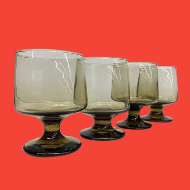 Vintage Whiskey Glasses Retro 1970s Mid Century Modern + Libbey + Tawny Accent + On The Rocks Glass + Set of 4 + Stemware + MCM Barware 