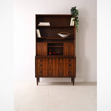 Vintage Scandinavian Rosewood Bookcase with Integrated Writing Desk by Albert Hansen 