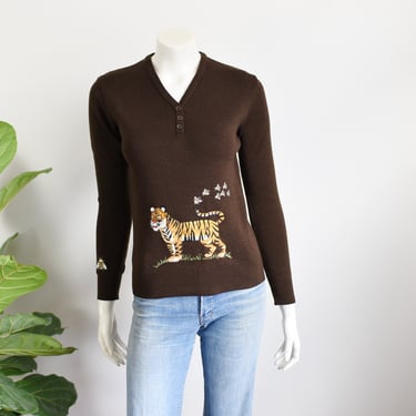 1970s Tiger Novelty Sweater - S 