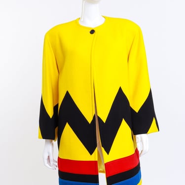 1991 Color Block Wool Coat