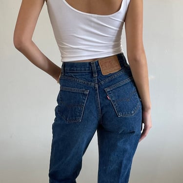 25 Levis 505 jeans / vintage womens high waisted zipper fly dark wash slim fit Levis 505  boyfriend jeans made in USA | size 25 petite fit 