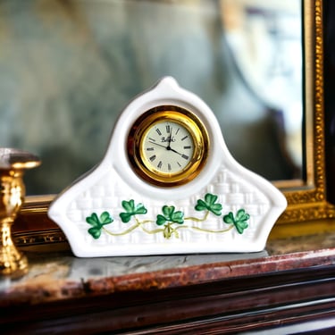 Vintage Belleek Killarney Clock 1927 Shamrock Pattern Ireland 