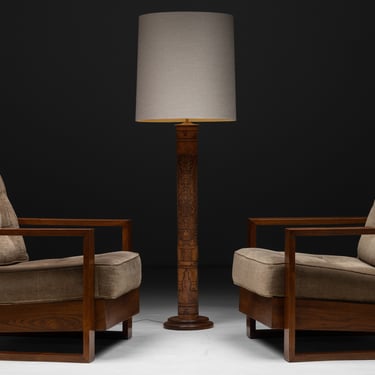 Embossed Leather Floor Lamp / Massive Lounge Chairs