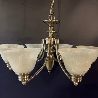 Brushed Nickel 6 Arm Chandelier 24.5” x 13”