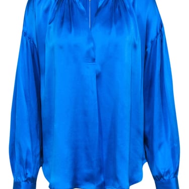 Xirena - Blue "Mayson" Silk Long Sleeve Blouse Sz M