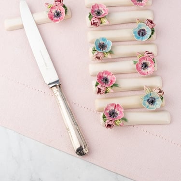 Vintage French Floral Knife Rests - Set of 10