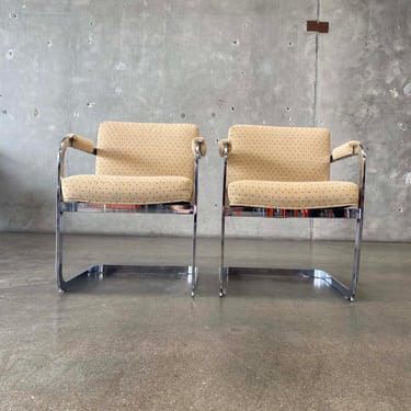 Pair of Milo Baughman Chrome Arm Chairs #2
