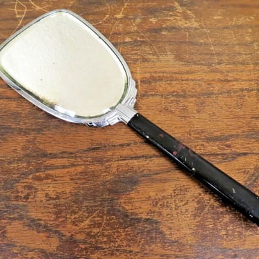 Vintage Art Deco Hand Held Beveled Vanity Mirror 