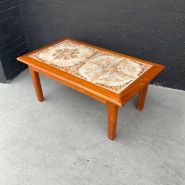 Teak and Tile Side or Small Coffee Table