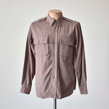 1940s Vintage Military Shirt / Vintage Uniform Shirt / US Army Officers Regulation Shirt / Gray Vintage Military Uniform Shirt 