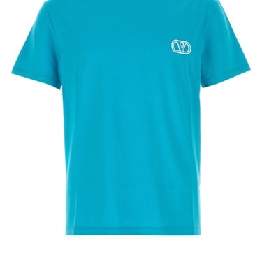 Valentino Garavani Men Turquoise Cotton T-Shirt