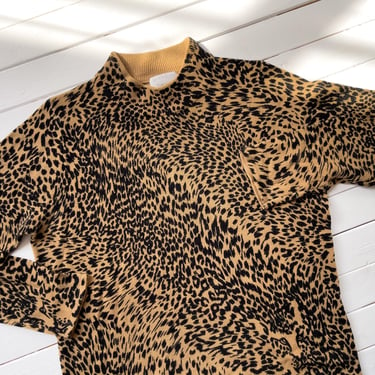 leopard print sweater 90s y2k vintage brown animal print mock neck sweater 