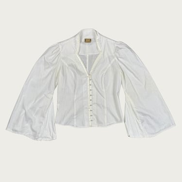 (S/M) 70s Gunne Sax Custom White Bell Sleeve Blouse