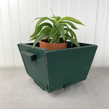 Rusic green painted wooden planter - 1950s vintage 