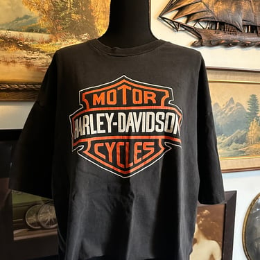 Vintage 1990s Harley Davison T-Shirt Cropped S-XXXL 