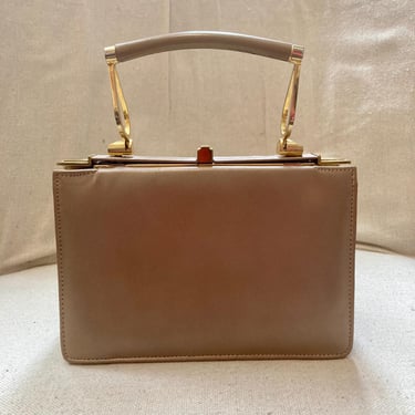 Vintage 60s Handbag / MINI Purse / Top Handle + Gold Hardware + Accordion Pleat / Mirror / ANDREW GELLAR / Very Cute 