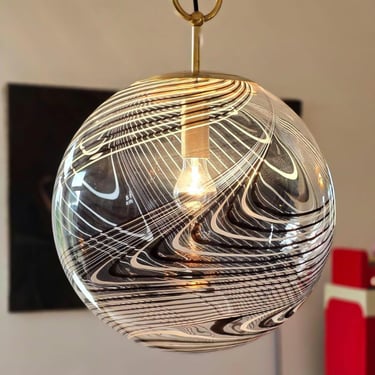 Vintage Murano glass sphere chandelier / attributed to Venini / 1970s 