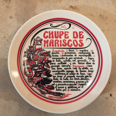 Retro 1980s Ceramica Espejo Chupe De Mariscos Recipe Tapas Small Plate Dish 