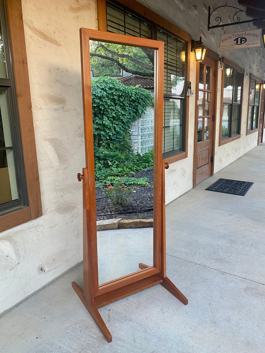 MidCentury Danish Modern Teak Standing Floor Mirror by Pedersen & Hansen Prima Forme