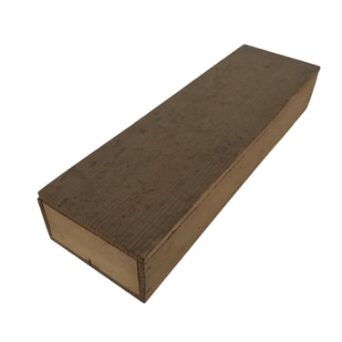Japanese Wooden Lidded Pottery Storage Box Inside 32.6x9.4x4.8cm Brown X199